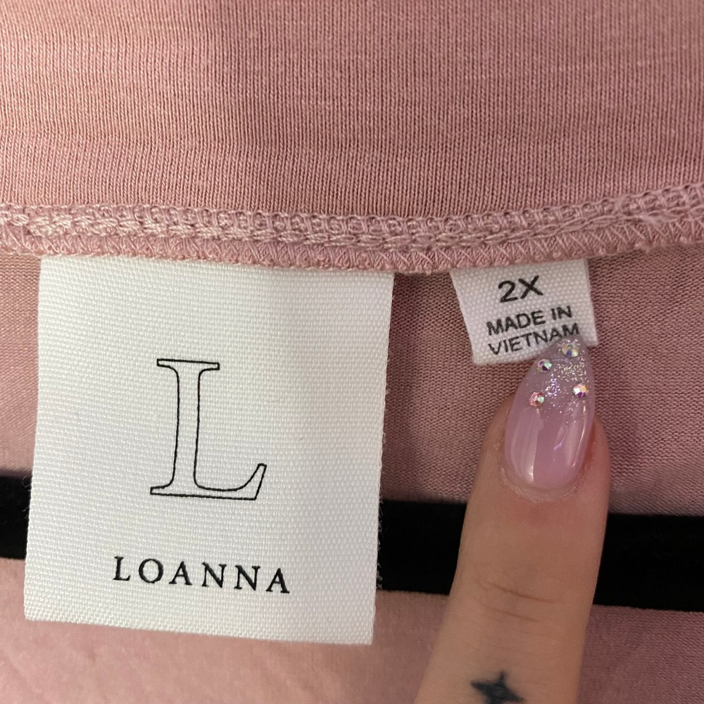 Loanna V-Neck Tee Women 2X Pink Short Sleeve Rayon Spandex Stretch